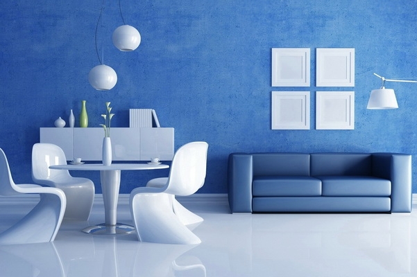 Насыщенный синий в дизайне интерьера квартиры  Барселоне в 2017 году